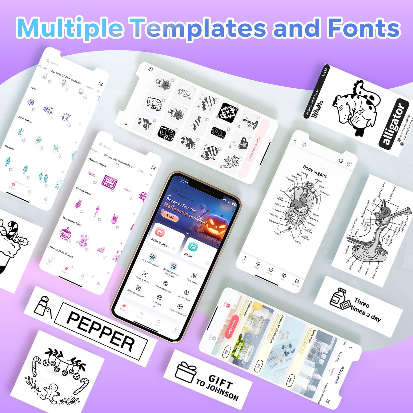 Phomemo P2S Portable Mini Printer for Sticker and Study Notes 3 Rolls Paper in Pack - White