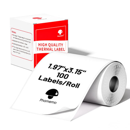 Phomemo 1.97''x3.15''(50x80mm) Square Labels for Packing, LOGO, Address - White
