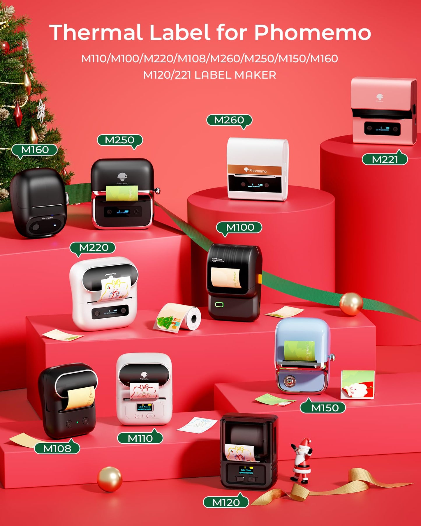 Phomemo 1.97''x3.15''(50x80mm) Square Labels for Packing, LOGO, Address - White