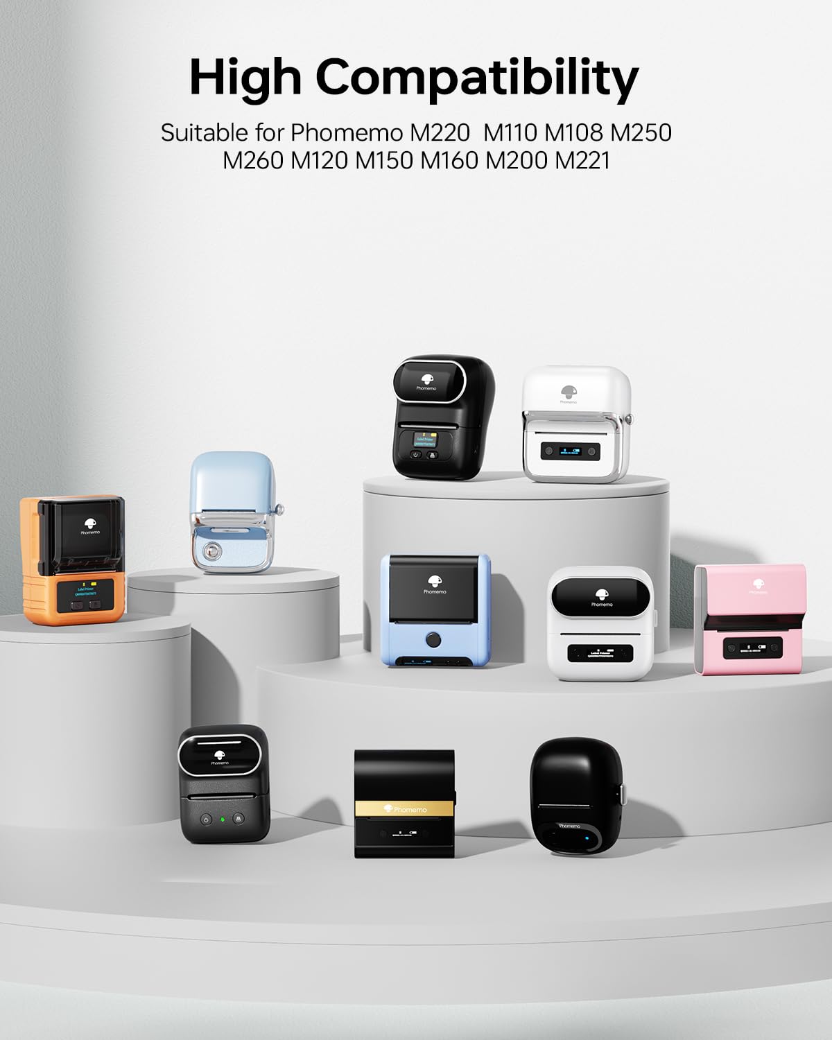 Phomemo 1.57'' x 1.18''Square Self-Adhesive Sticker Paper for M110/M220/241BT DIY - Blue / Pink / Khaki