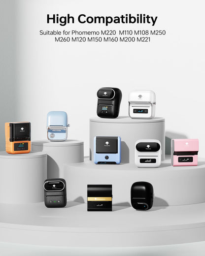 Phomemo 1.57'' x 1.18''Square Self-Adhesive Sticker Paper for M110/M220/241BT DIY - Blue / Pink / Khaki