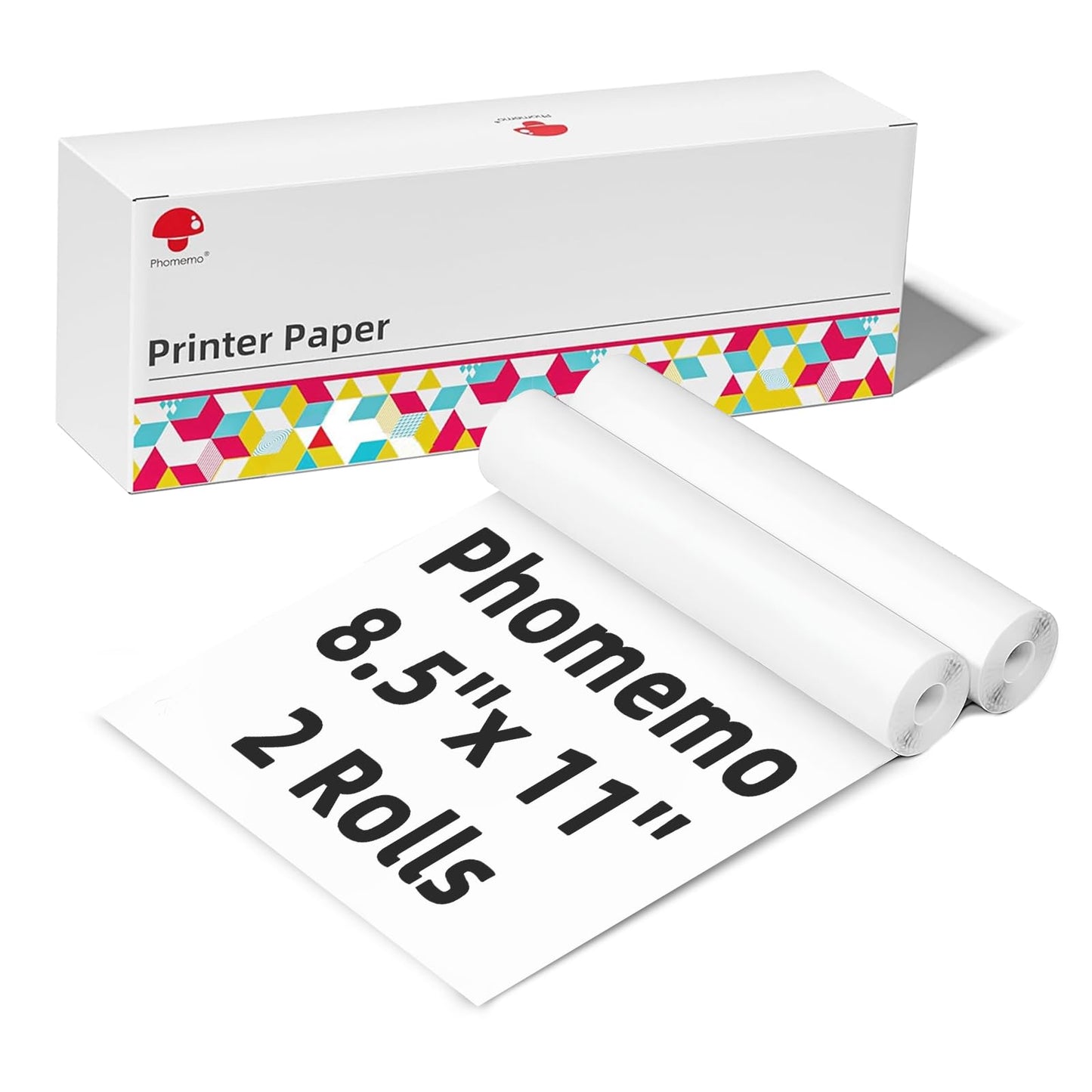 Phomemo M832 Thermal Paper 2 Rolls, 8.5" x 11" US Letter Thermal Printer Paper, Compatible with Letter Portable Printer - White