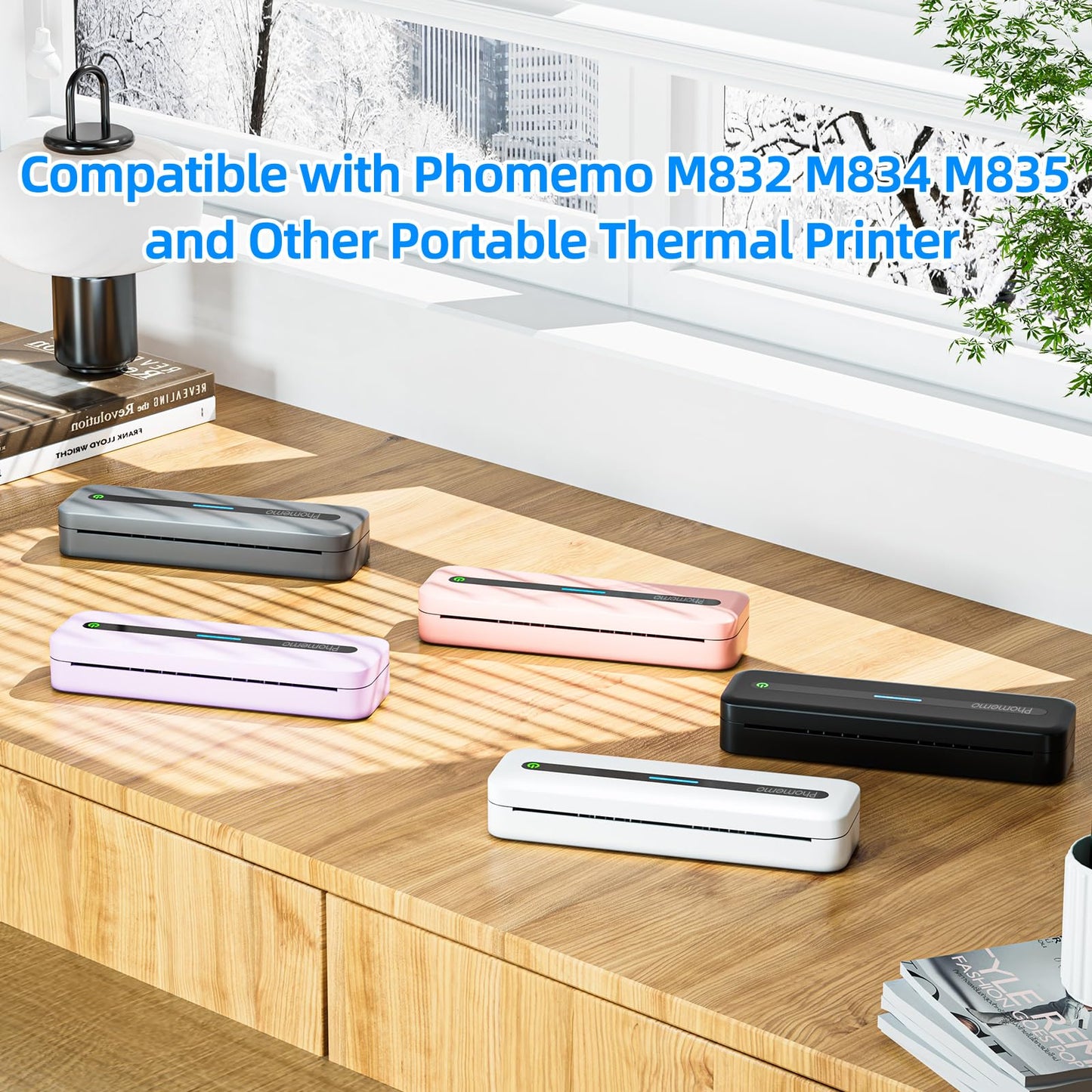 Phomemo M832 Thermal Paper 2 Rolls, 8.5" x 11" US Letter Thermal Printer Paper, Compatible with Letter Portable Printer - White
