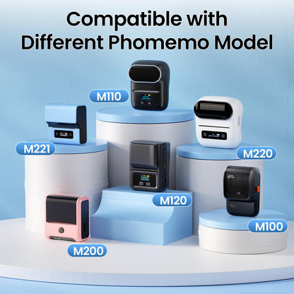 Phomemo 1.57''x1.18'' M110 M220 Labels for barcode, price tag, package label, 230 counts/Roll, 3 Rolls one pack - White