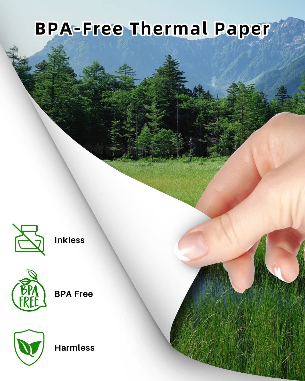 Phomemo Folded 8.5" x 11" US Letter Thermal Paper, Compatible with M08F, Q302, M832, 100 Sheets - White