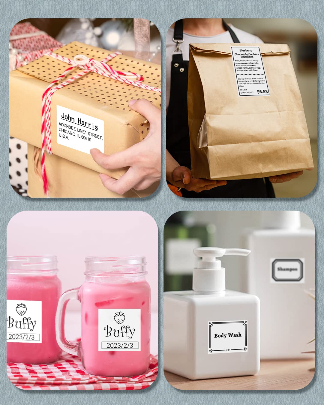 Phomemo 1.57''x1.18'' M110 M220 Labels for barcode, price tag, package label, 230 counts/Roll - White