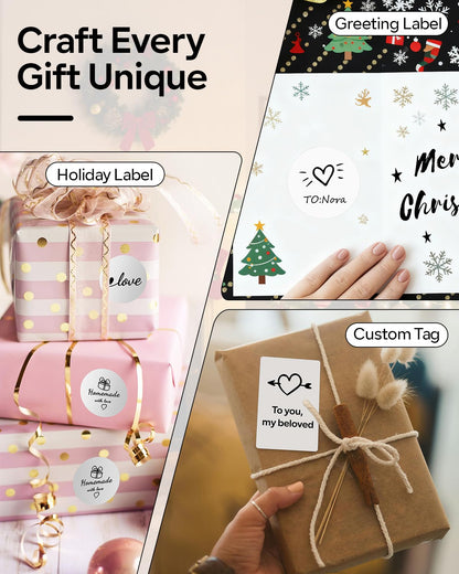 Phomemo 1.57''x1.18'' M110 M220 Labels for barcode, price tag, package label, 230 counts/Roll, 3 Rolls one pack - White