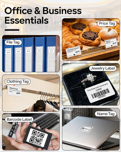 Phomemo 1.57''x1.18'' M110 M220 Labels for barcode, price tag, package label, 230 counts/Roll, 3 Rolls one pack - White