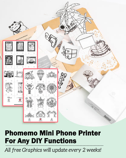 Phomemo M02 Mini Bluetooth Printer, Inkless Portable Sticker Printer for Kids, Students, Teachers & DIY Projects